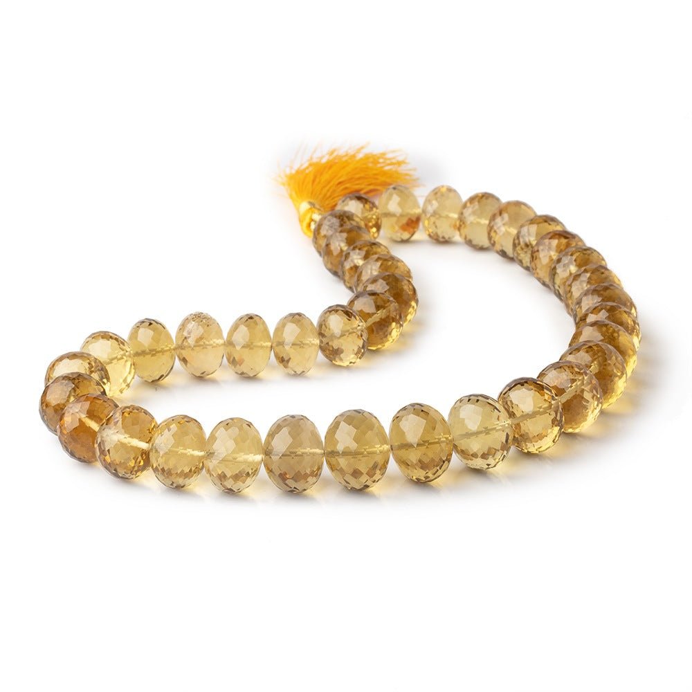 15-16mm Whiskey Quartz Faceted Rondelle Beads 16 inch 37 pieces AA - Beadsofcambay.com