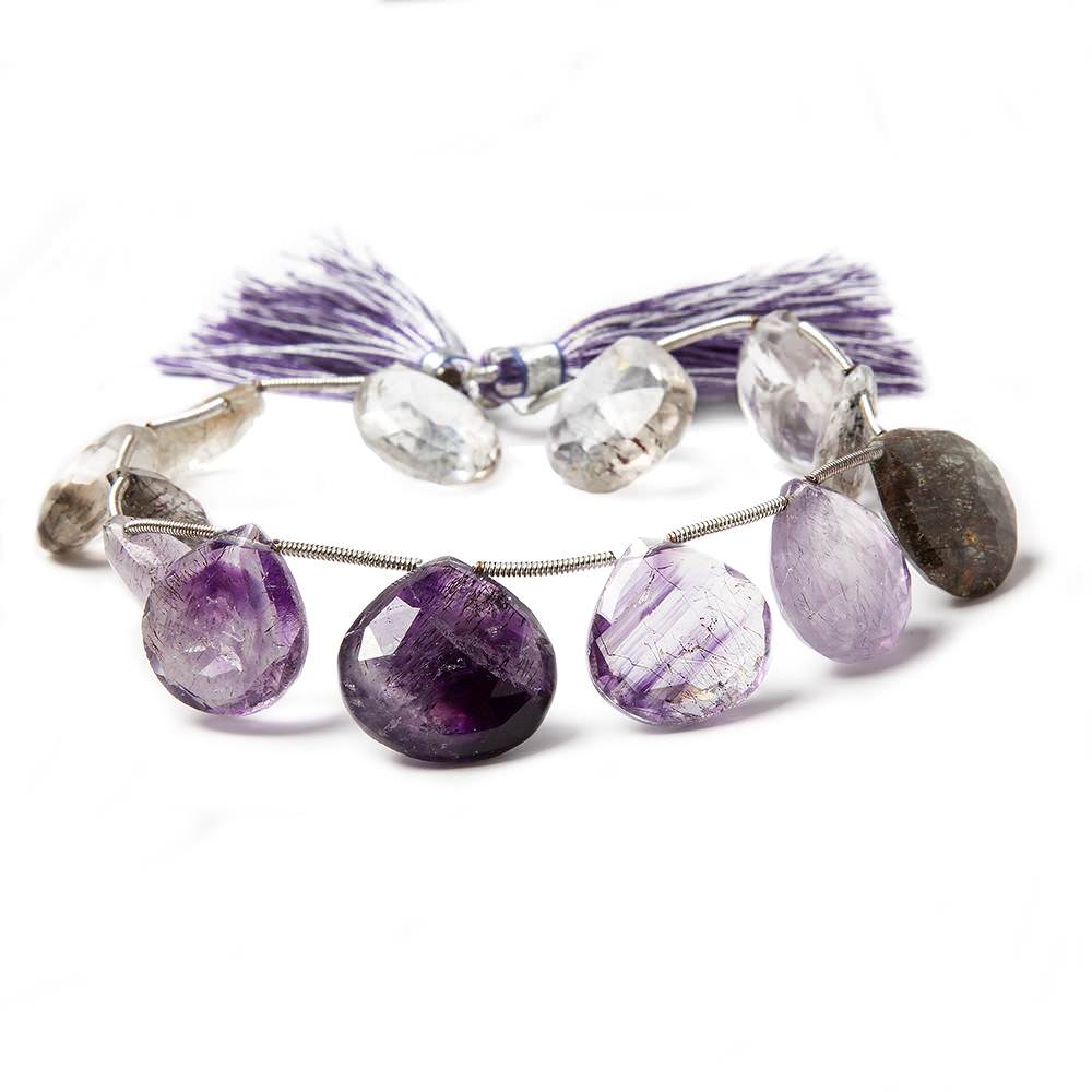 15-17mm Mossy Amethyst Faceted Heart Beads 8 inch 13 beads - Beadsofcambay.com