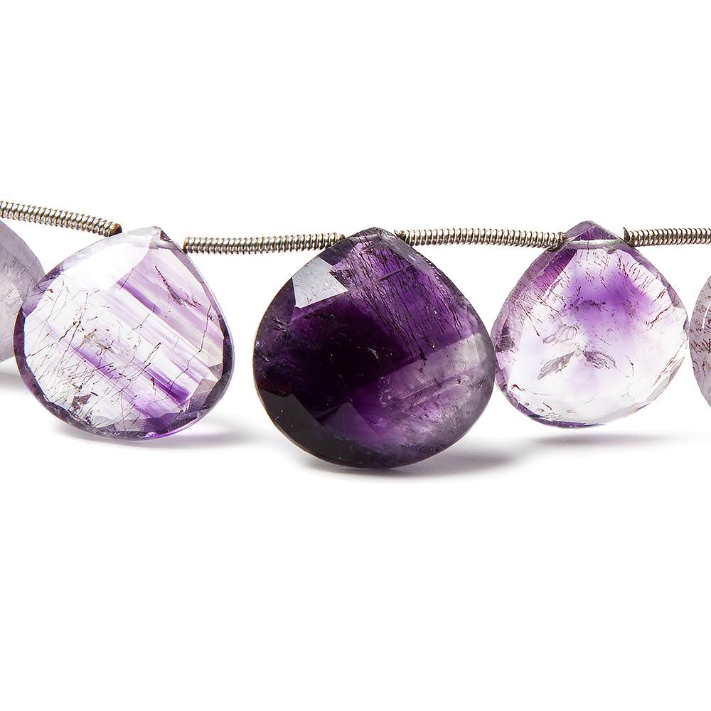 15-17mm Mossy Amethyst Faceted Heart Beads 8 inch 13 beads - Beadsofcambay.com