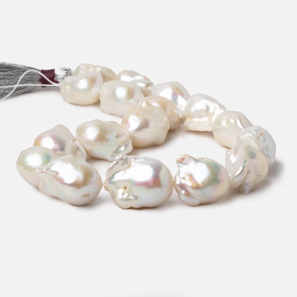 15-17mm Off White Ultra Baroque Freshwater Pearls 16.5 inch 17 pieces AAA 0.8mm drill hole - Beadsofcambay.com
