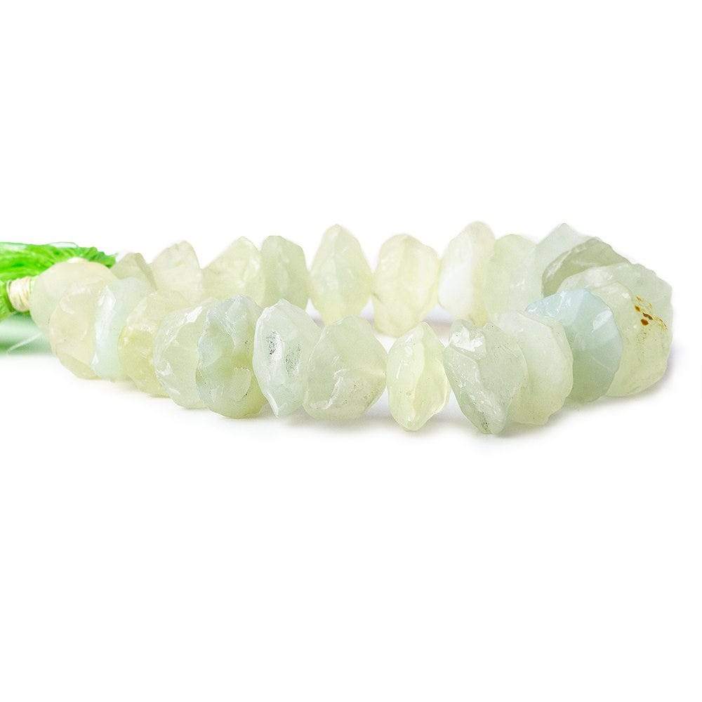 15-19mm Yellowish Green Agate Hammer Faceted Disc Beads 8 inch 23 pieces - Beadsofcambay.com