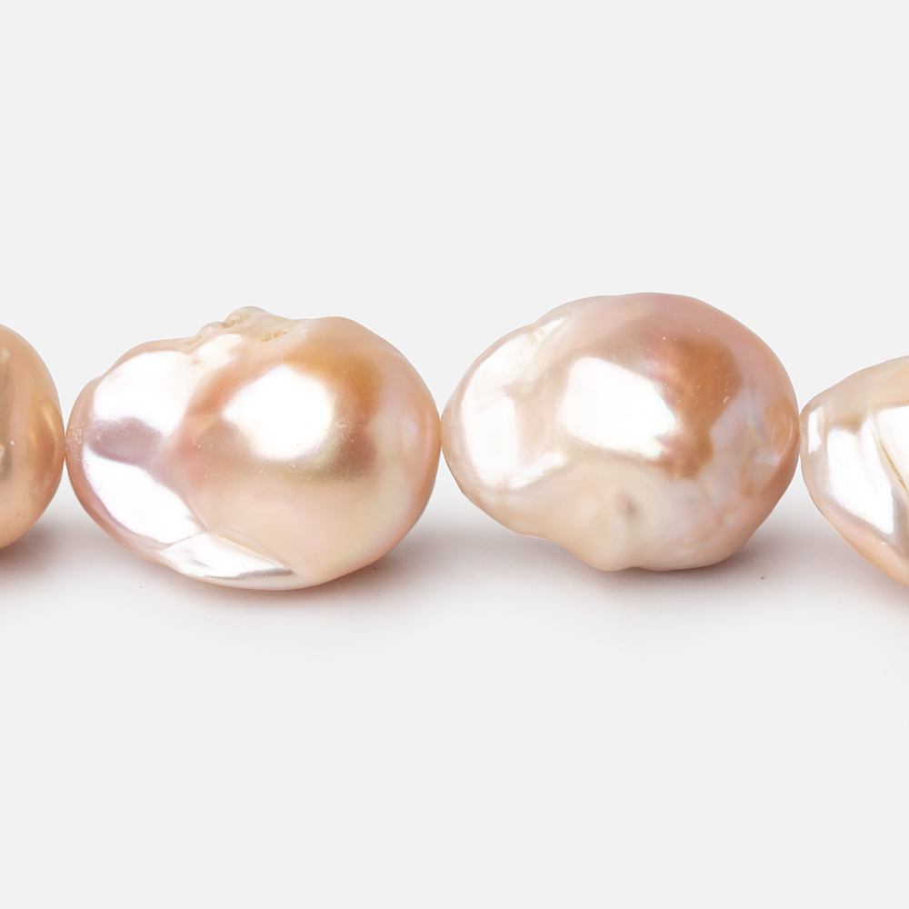 15-20mm Peach Ultra Baroque Freshwater Pearls 16 inch 22 Beads - Beadsofcambay.com