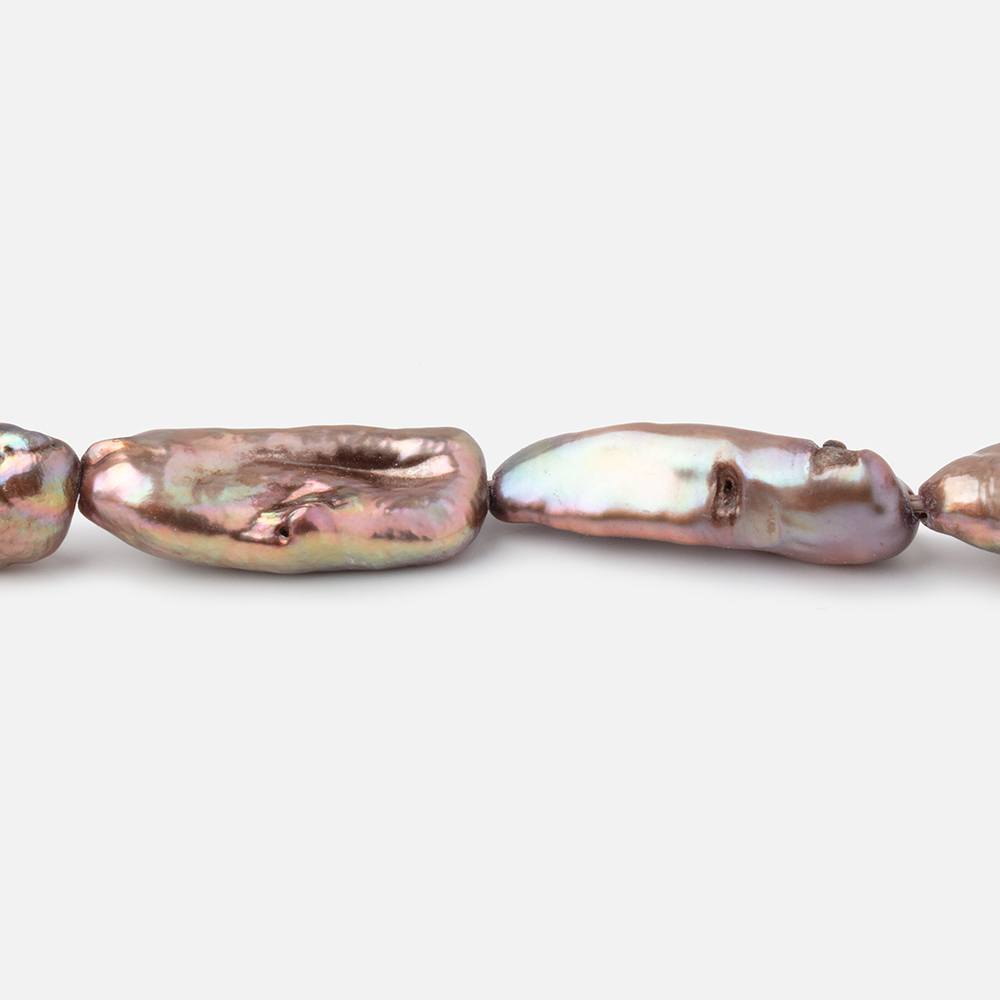 15-21mm Mocha Straight Drill Biwa Freshwater Pearls 15.5 inch 17 Beads - Beadsofcambay.com