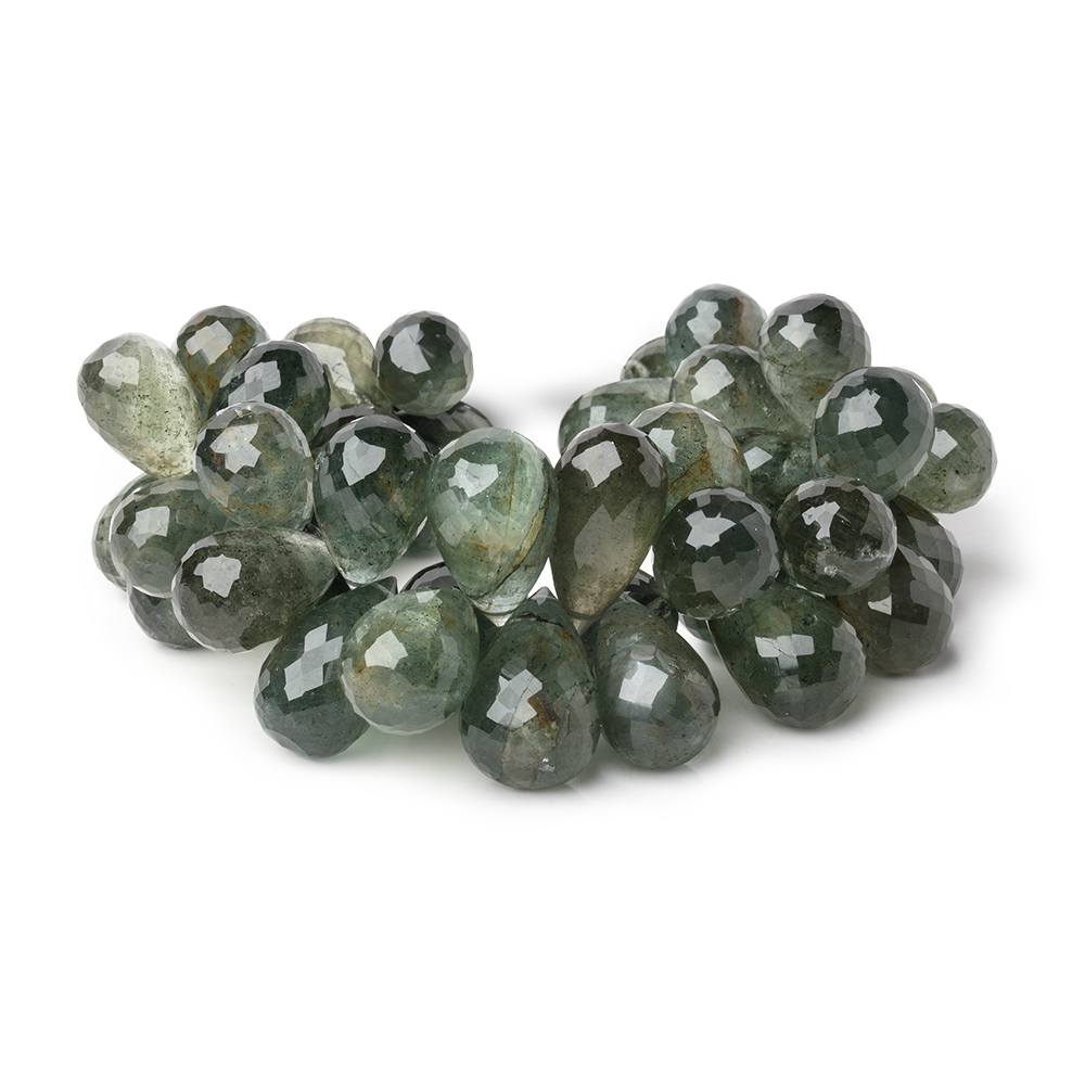15-21mm Moss Aquamarine Faceted Tear Drop Beads 7 inch 48 pieces AA - Beadsofcambay.com