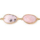 15-21mm Pink Peruvian Opal Faceted Nuggets Vermeil Bezeled Chain - Beadsofcambay.com