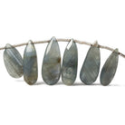 15-23mm Greenish Blue Sapphire Elongated Pear 8 inch 21 pieces - Beadsofcambay.com