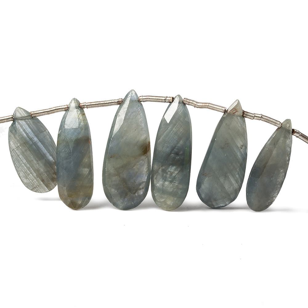 15-23mm Greenish Blue Sapphire Elongated Pear 8 inch 21 pieces - Beadsofcambay.com