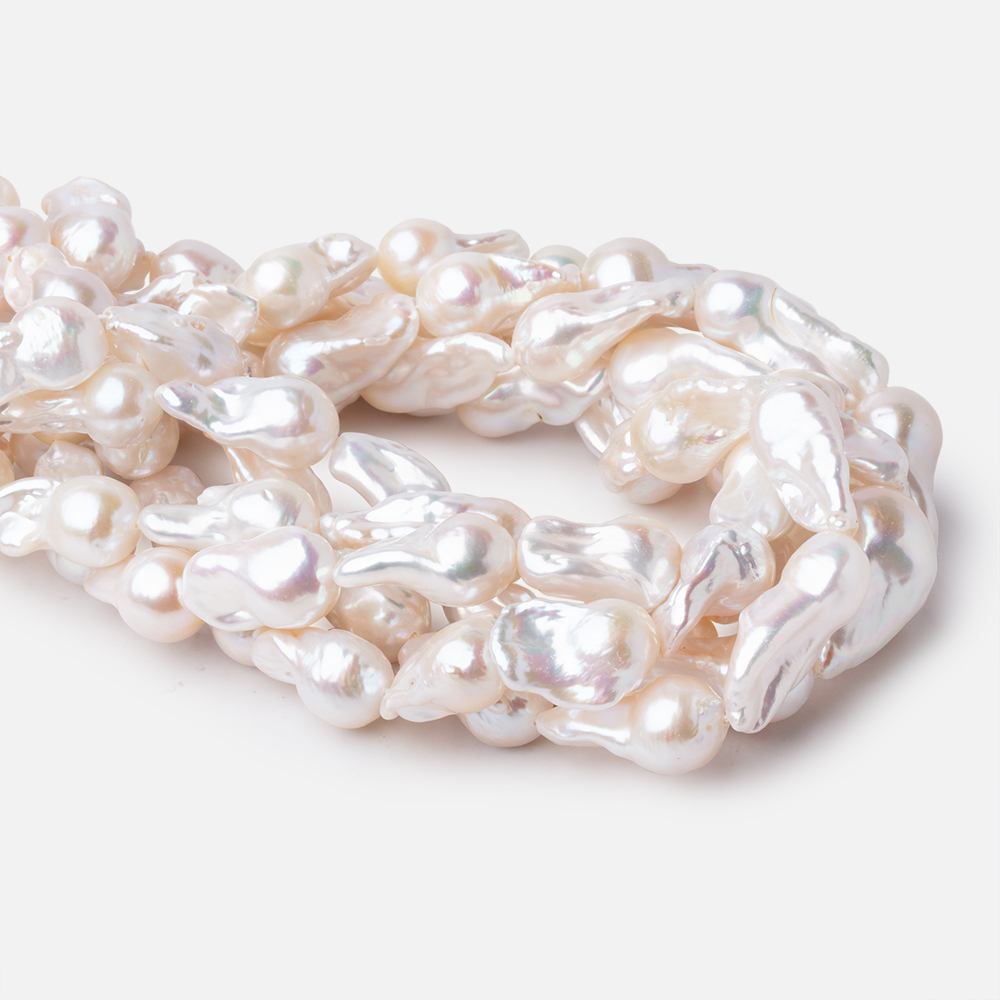 15-25mm Creamy White Ultra Baroque Freshwater Pearls 15 inch 15 Beads AAA - Beadsofcambay.com