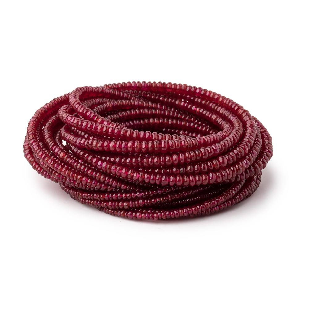 1.5-3mm Natural Ruby Plain Rondelle Beads 16 inch 325 pieces AAA view 2