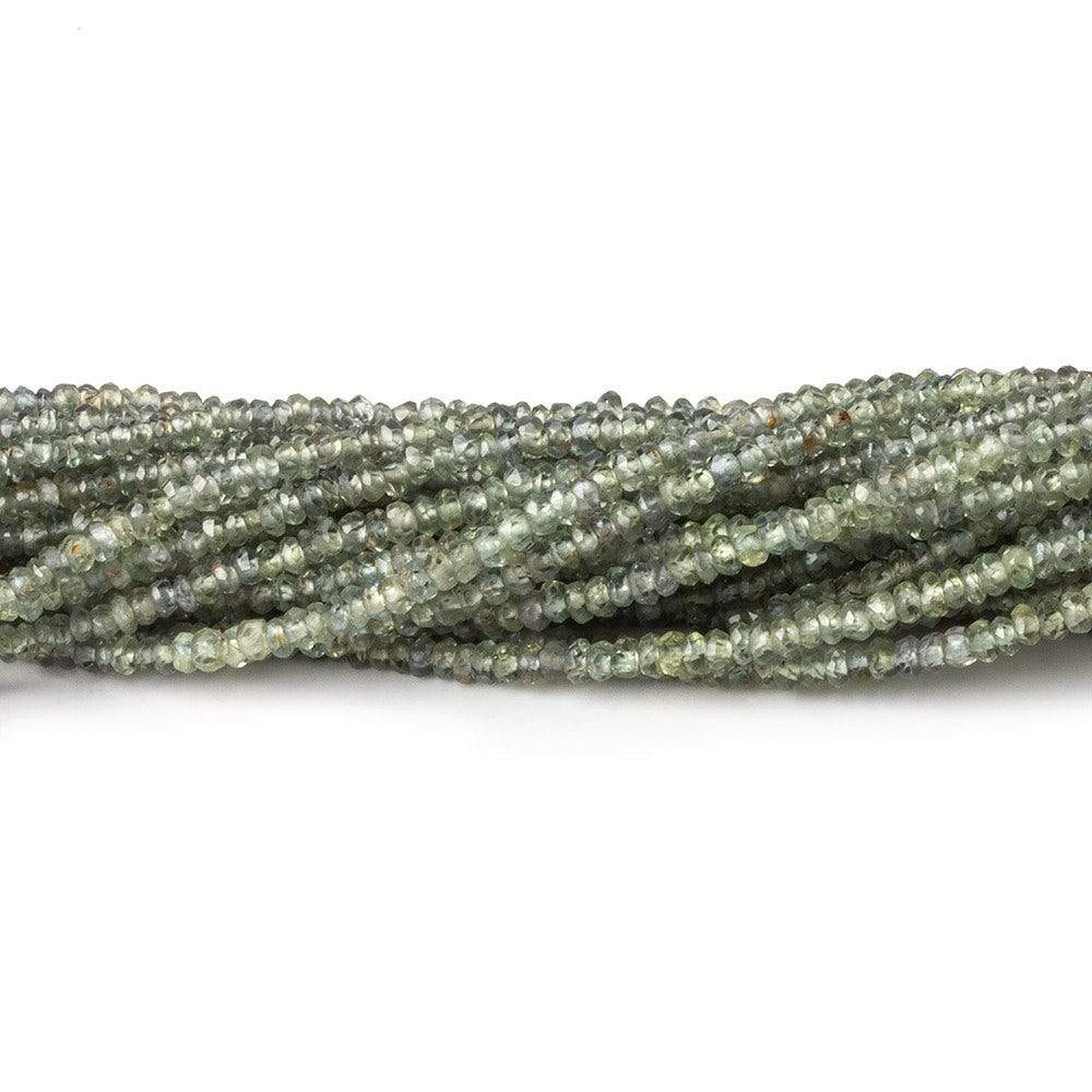 1.5-3mm Sage Green Songea Sapphire Faceted Rondelle Beads 16 inch 250 pcs - Beadsofcambay.com