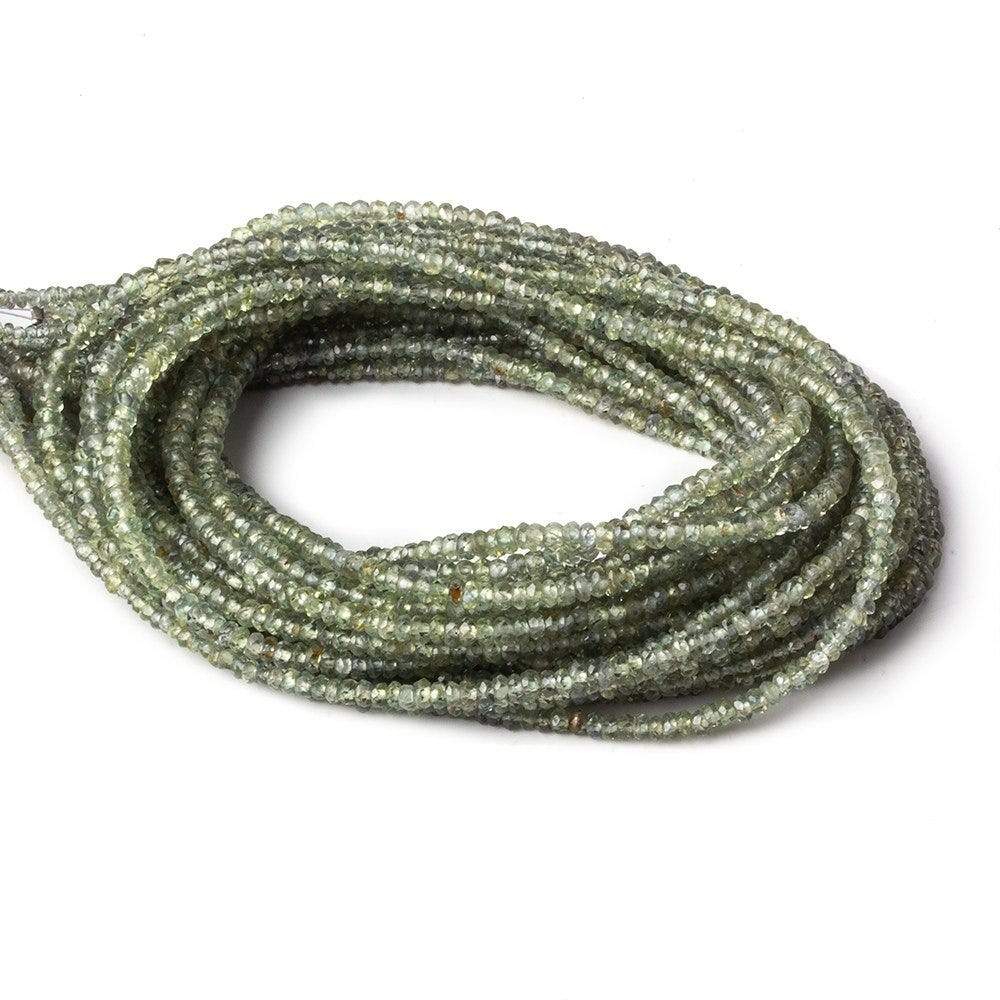 1.5-3mm Sage Green Songea Sapphire Faceted Rondelle Beads 16 inch 250 pcs - Beadsofcambay.com