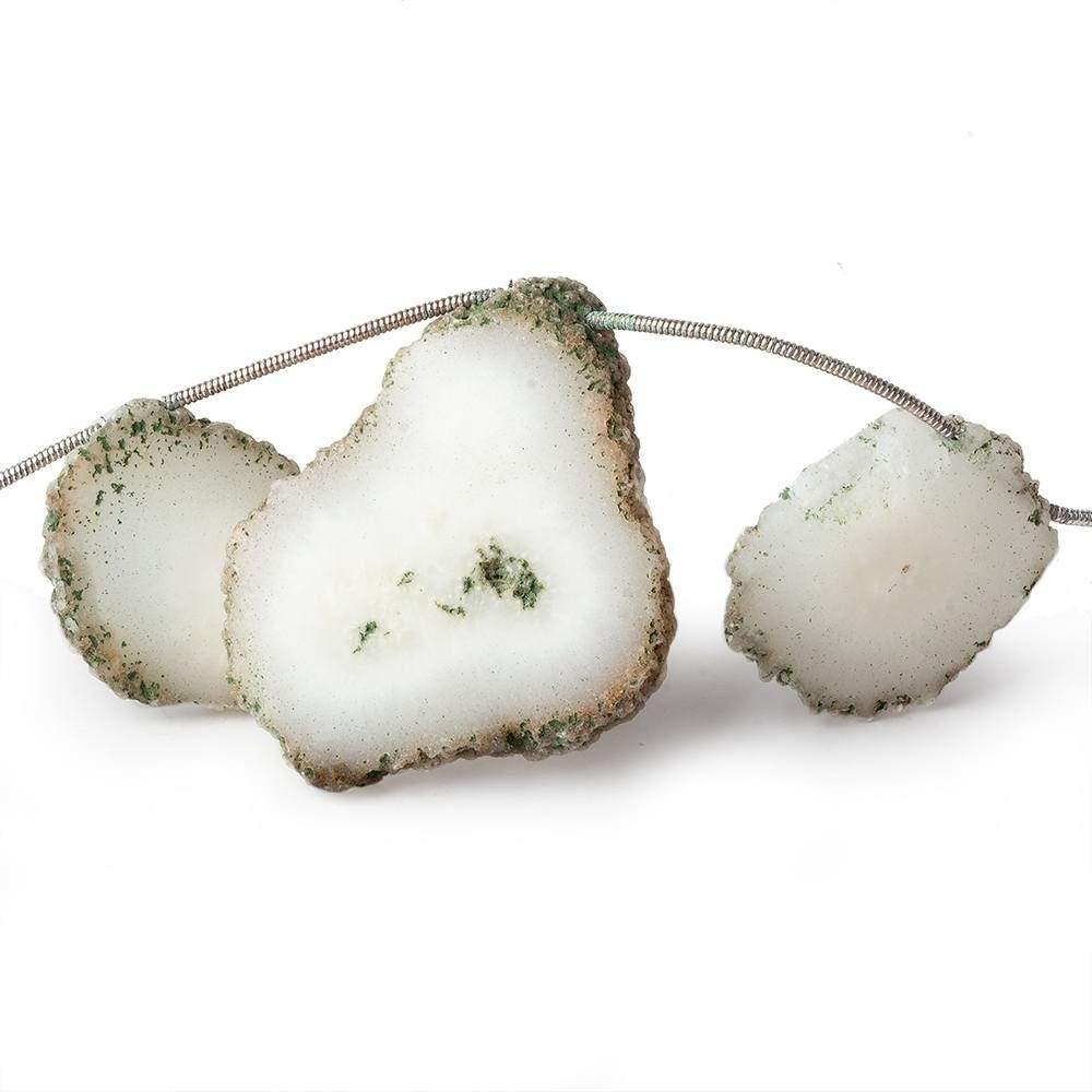 15-40mm Chlorite Solar Quartz Top Drilled Slice with Chlorite Edge 18 inch 13 pieces - Beadsofcambay.com