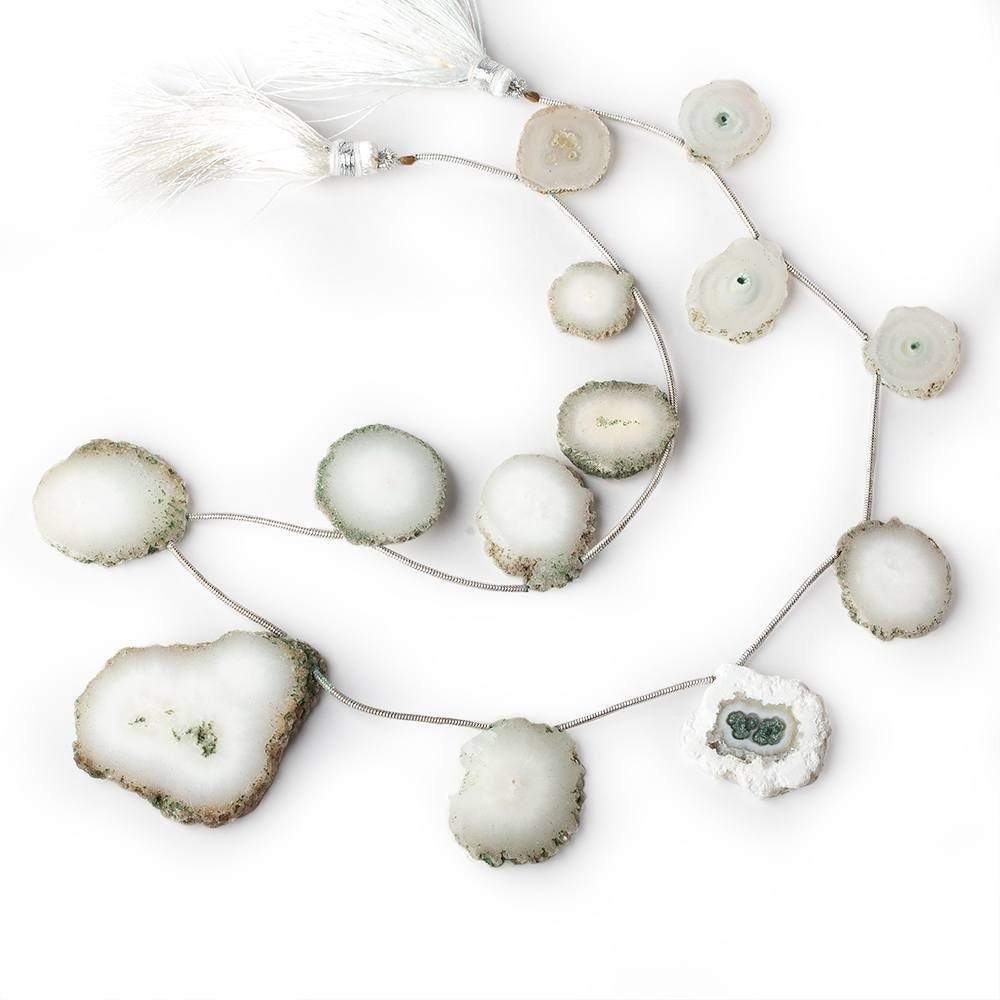 15-40mm Chlorite Solar Quartz Top Drilled Slice with Chlorite Edge 18 inch 13 pieces - Beadsofcambay.com