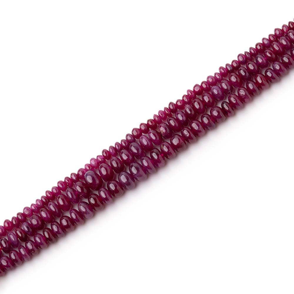 1.5-4mm Ruby Plain Rondelle Beads Lot of 3 Strands AA - Beadsofcambay.com