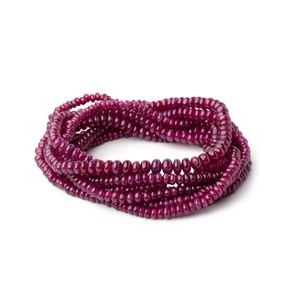 1.5-4mm Ruby Plain Rondelle Beads Lot of 3 Strands AA - Beadsofcambay.com