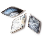 45x24mm Silver Bezel Opaque Dendritic Opal faceted Kite Pendant 1 piece - BeadsofCambay.com