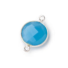 15mm Silver Corrugated Bezel Santorini Blue Chalcedony coin 2 ring Connector 1 pc view 1