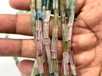 Beadsofcambay 5x6-13x4mm Afghani Tourmaline Natural Tube Beads 16 inch 39 pieces AA