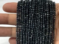 BeadsofCambay 3mm Silver Metallic Black Spinel Micro faceted rounds 13 inch 128 beads