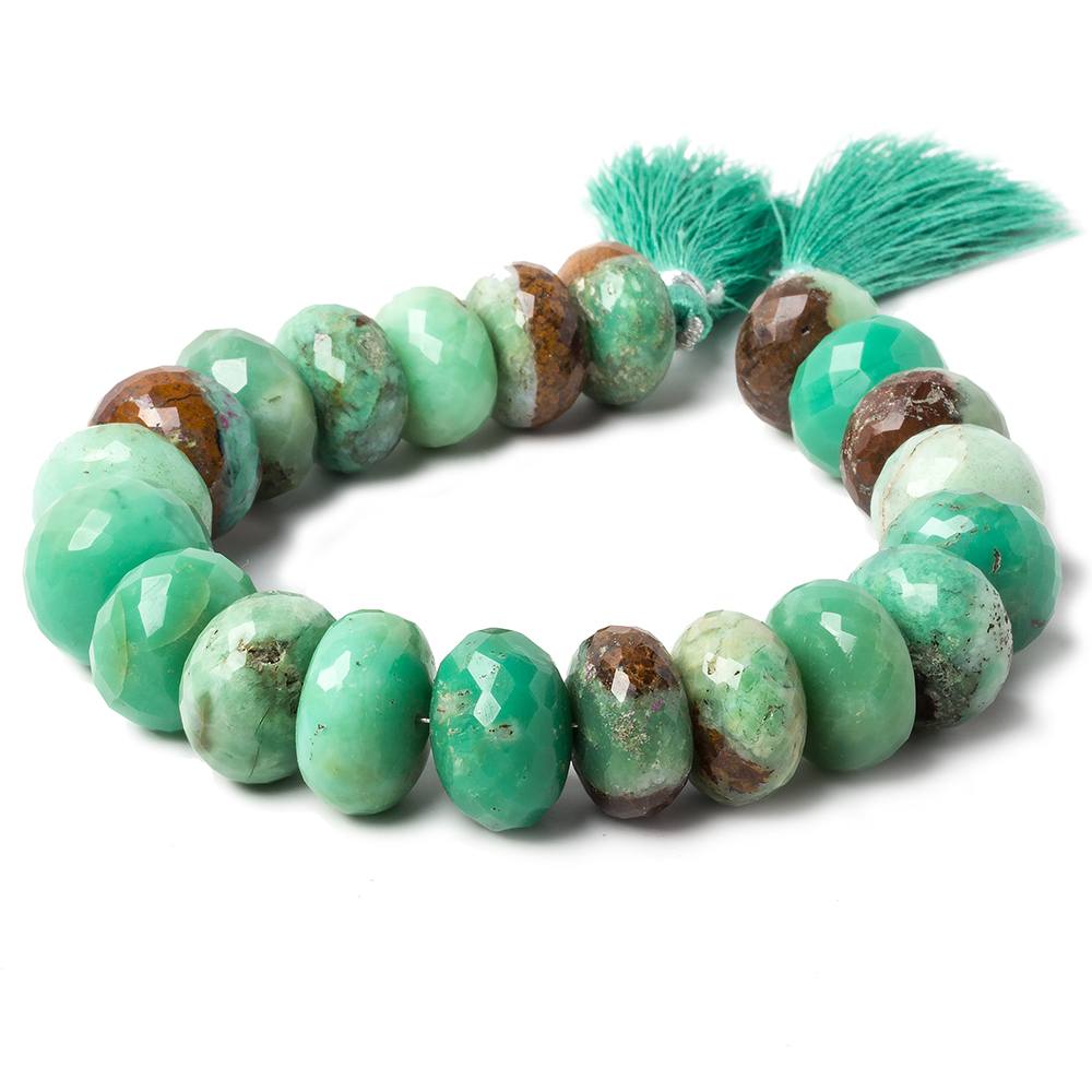 15.5-16.5mm Chrysoprase and Iron Ore Matrix Faceted Rondelle Beads 8.5 inch 21 pieces - Beadsofcambay.com
