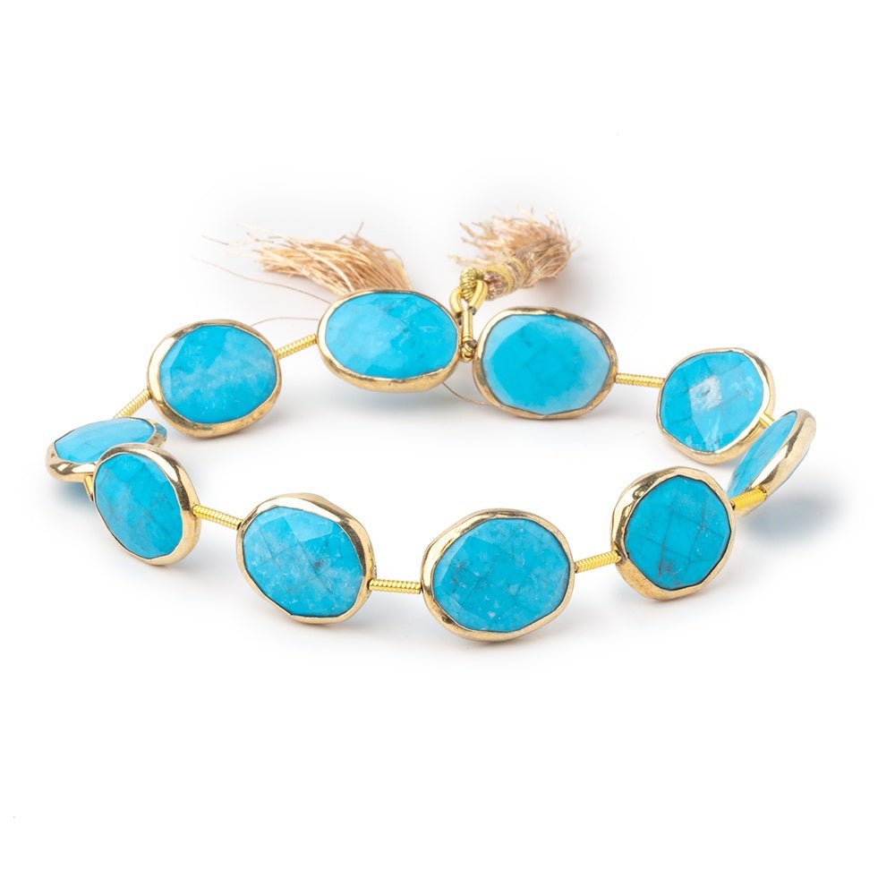 15.5-16.5mm Vermeil Bezel Turquoise Howlite Faceted Nuggets 8 inch 10 Beads - Beadsofcambay.com