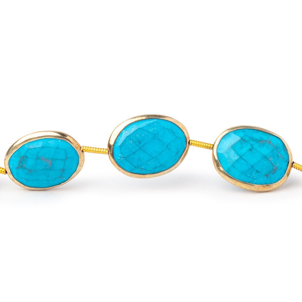 15.5-16.5mm Vermeil Bezel Turquoise Howlite Faceted Nuggets 8 inch 10 Beads - Beadsofcambay.com