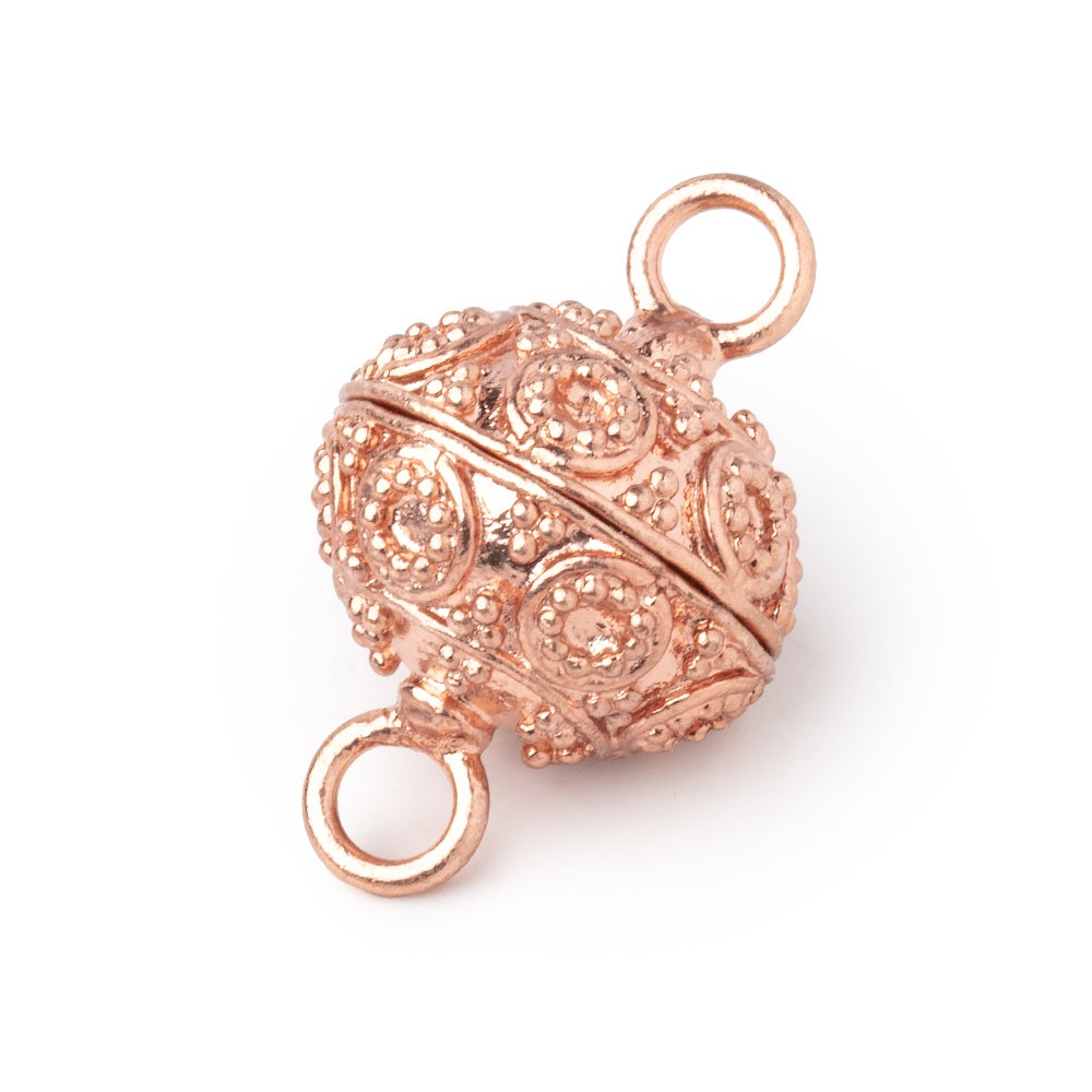 16mm Rose Gold plated Copper Miligrain Circle Magnetic Clasp 1 piece - BeadsofCambay.com