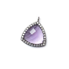 15.5mm Black Gold Bezel White CZ & Amethyst Triangle Pendant 1piece - Beadsofcambay.com