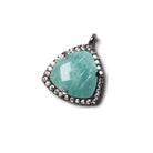 15.5mm Black Gold Bezel White CZ and Amazonite Triangle Pendant 1 piece - Beadsofcambay.com