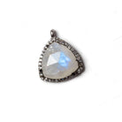 15.5mm Black Gold Bezel White CZ & Rainbow Moonstone Triangle Pendant 1pc - Beadsofcambay.com