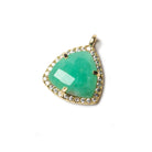 15.5mm Gold Bezel White CZ and Chrysoprase Triangle Pendant 1 piece - Beadsofcambay.com
