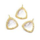 15.5mm Gold Bezel White CZ and Crystal HydroQuartz Triangle Pendant 1 piece - Beadsofcambay.com