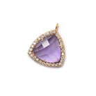 15.5mm Rose Gold Bezel White CZ & Amethyst Triangle Pendant 1piece - Beadsofcambay.com