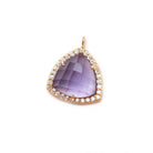 15.5mm Rose Gold CZ Bezel Purple Hydro Quartz Faceted Triangle Pendant 1 piece - Beadsofcambay.com