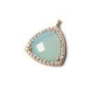 15.5mm Rose Gold Bezel White CZ and Aqua Chalcedony Triangle Pendant 1 piece - Beadsofcambay.com