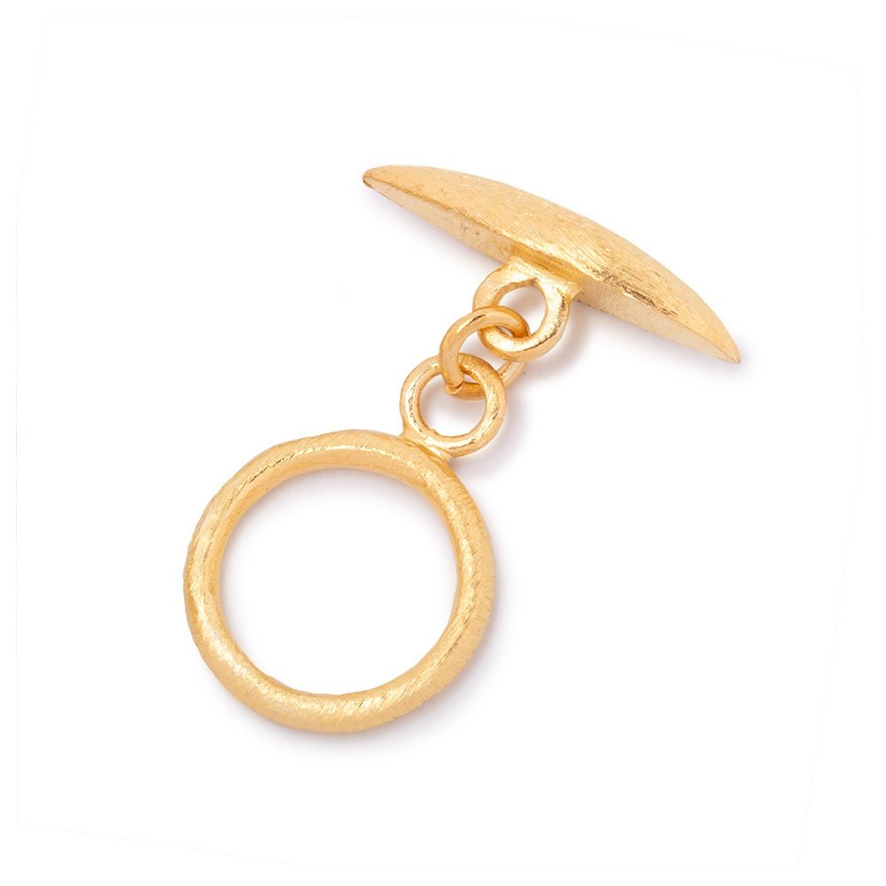15.5mm Vermeil Toggle Brushed Marquise Design 1 piece - Beadsofcambay.com