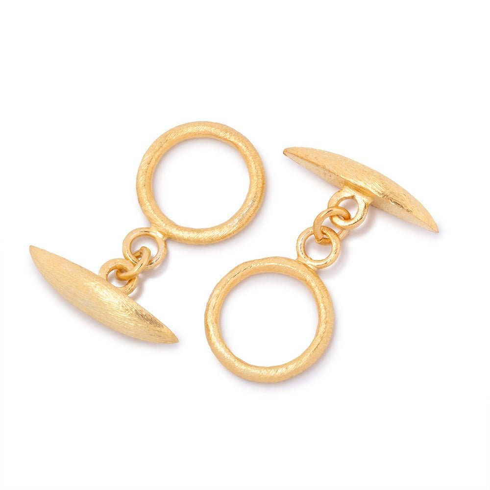 15.5mm Vermeil Toggle Brushed Marquise Design 1 piece - Beadsofcambay.com