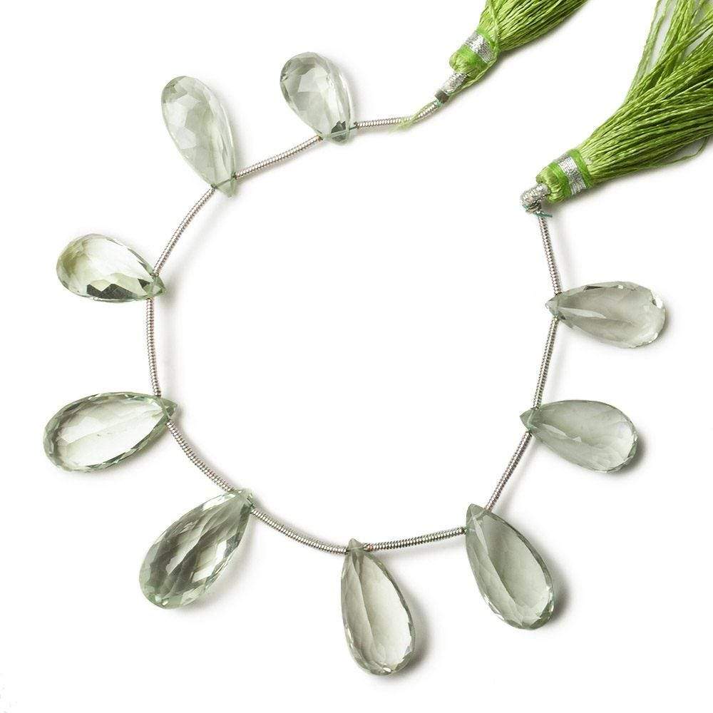 15.5x10-21.5x10mm Prasiolite pavilion faceted pears 6 inch 9 beads AAA - Beadsofcambay.com