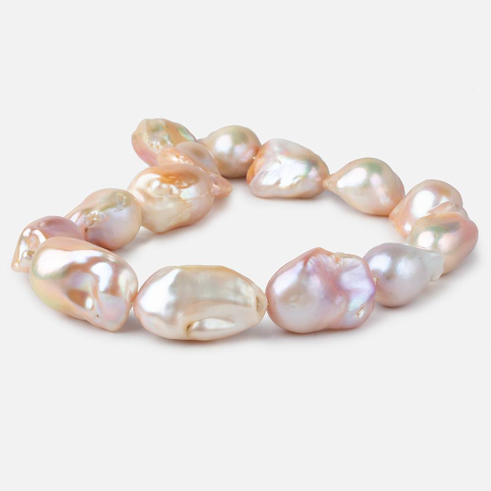 15.5x27-18x31mm Blush Pink & Off White Ultra Baroque Freshwater Pearls 16 inch pieces AA grade - Beadsofcambay.com
