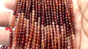 Beadsofcambay 3mm Shaded Dark Orange Spinel Micro Faceted Round Beads 12.5 inch 96 pieces AA View 1
