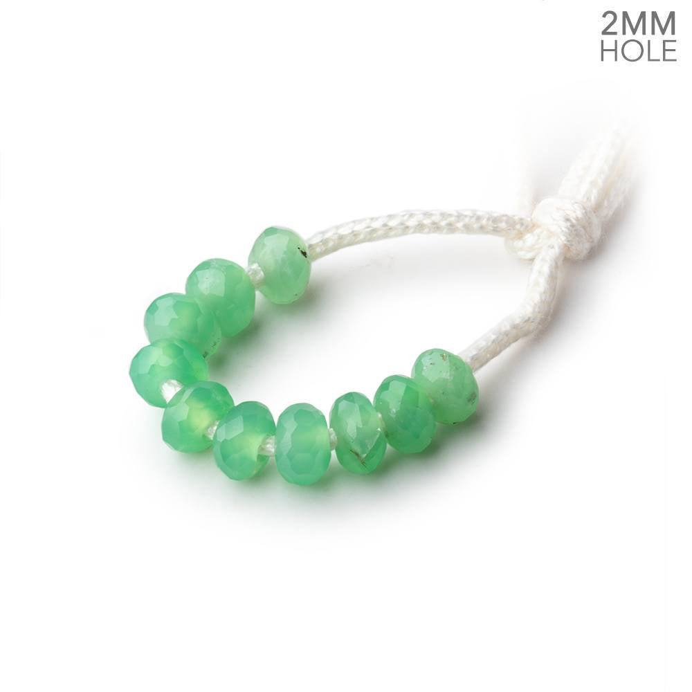6mm Pale Chrysoprase 2mm Large Hole Faceted Rondelle Set of 10 Beads - BeadsofCambay.com