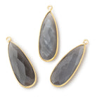 Beadsofcambay 32x12mm Vermeil Bezeled Platinum Grey Moonstone Pear Pendant 1 piece View 1