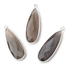 Beadsofcambay 32x12mm Silver .925 Bezeled Platinum Grey Moonstone Pear Pendant 1 piece View 2