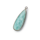 32x12mm Black Gold Bezeled Amazonite Pear Pendant 1 piece - BeadsofCambay.com