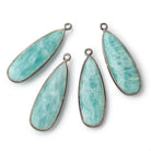 32x12mm Black Gold Bezeled Amazonite Pear Pendant 1 piece - BeadsofCambay.com