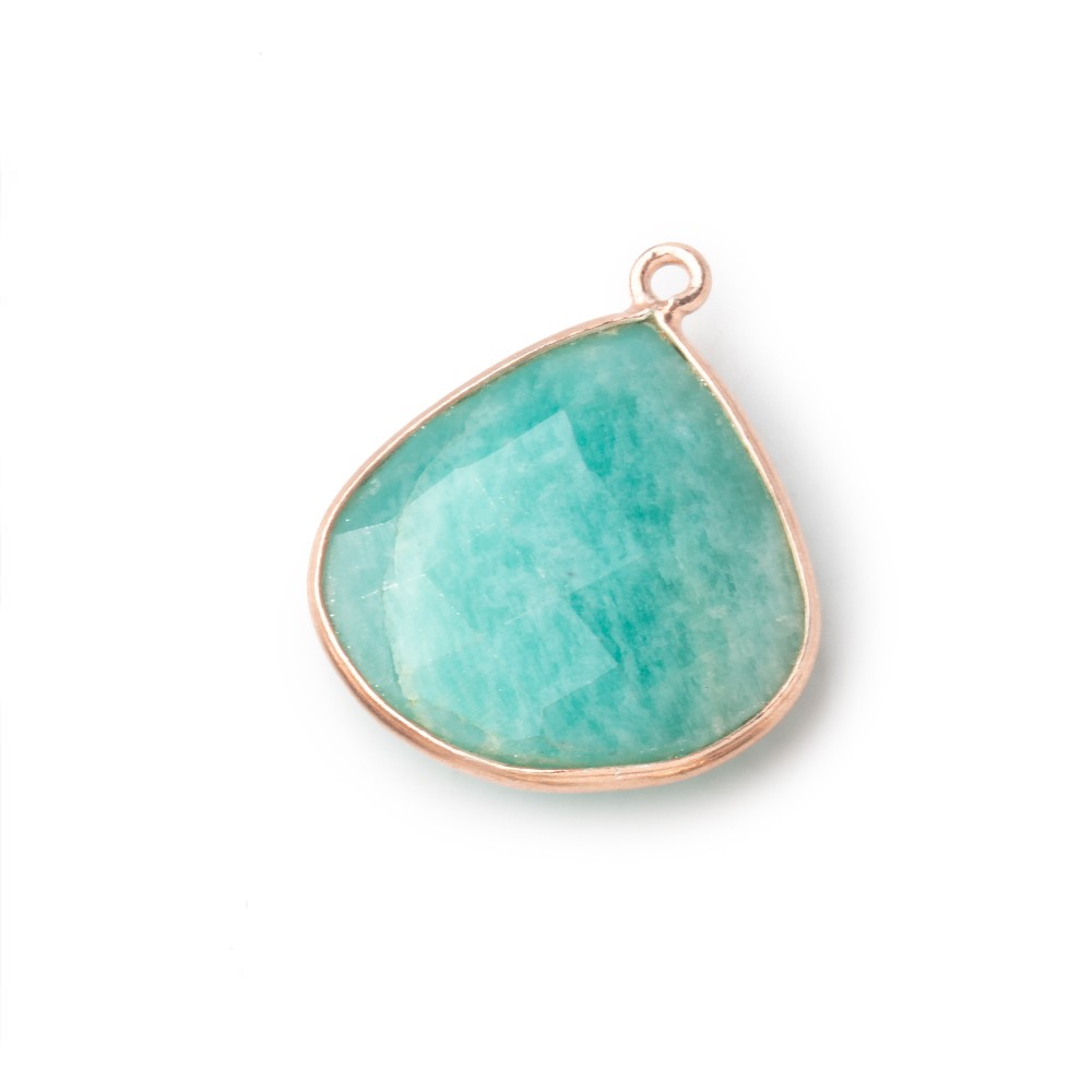 22x22mm Rose Gold Bezeled Amazonite Heart Pendant 1 piece - BeadsofCambay.com