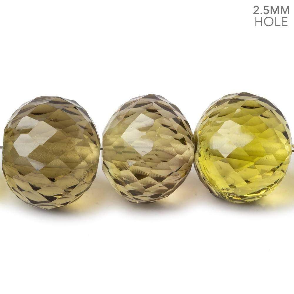 15mm - 16mm Honey Quartz 2.5mm large hole concave faceted rondelles 5 beads AAA - Beadsofcambay.com