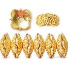 15mm 22kt Gold plated Copper Moroccan Scroll Bead Cap 8 inch 64 pieces - Beadsofcambay.com