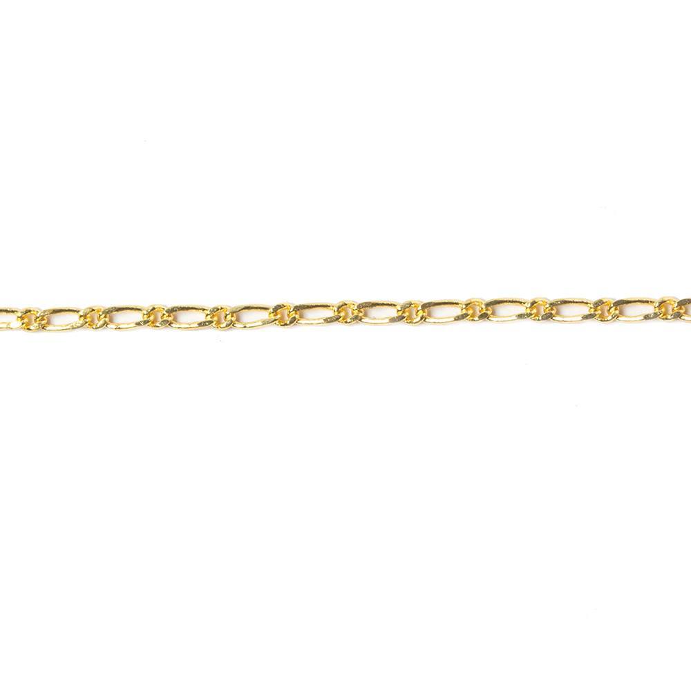 1.5mm 22kt Gold plated Figaro Link Chain by the Foot - Beadsofcambay.com