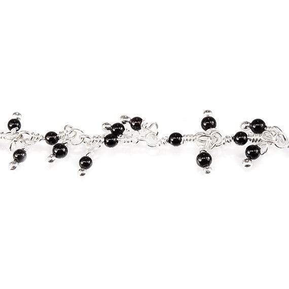 1.5mm Black Chalcedony Silver plated Dangling Chain by the foot - Beadsofcambay.com